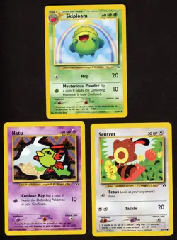 Pokemon Card Lot Neo Discovery Natu Sentret Neo Revelation Skiploom Vintage WotC - Image 1