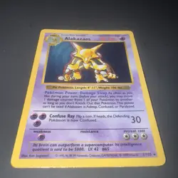 Alakazam Holo Rare Shadowless 1/102 Base Set Pokemon Card LP-MP ( See Pics ) - Image 1