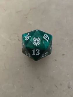 1x Zendikar Rising Bundle 20-Sided Spindown Dice Green swirl glitter MTG - Image 1