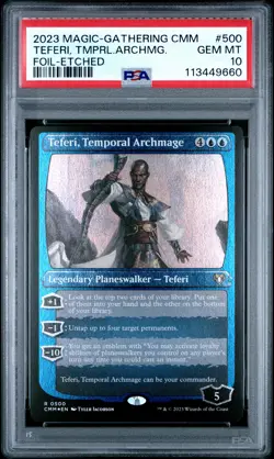 2023 MTG COMMANDER MASTERS FOIL-ETCHED #500 TEFERI, TEMPORAL ARCHMAGE PSA 10 - Image 1