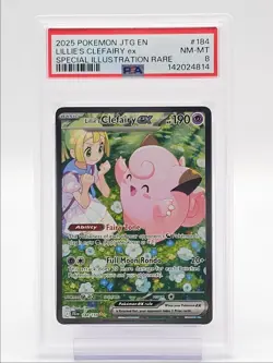 LILLIE'S CLEFAIRY EX 2025 POKEMON SPECIAL ILLUSTRATION RARE B 184 PSA 8 Q5989 - Image 1