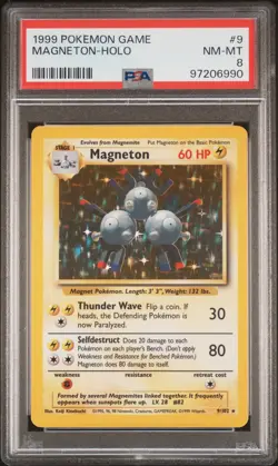 1999 POKEMON BASE SET UNLIMITED #9 MAGNETON-HOLO PSA 8 - Image 1