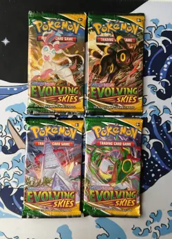 Pokemon TCG Evolving Skies Pack Art Set of 4 Sealed Booster Packs - Image 2