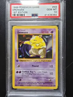 PSA 10 1st Edition Drowzee 49/102 - 1999 Base Set Thick Stamp Pokemon Card - Image 1