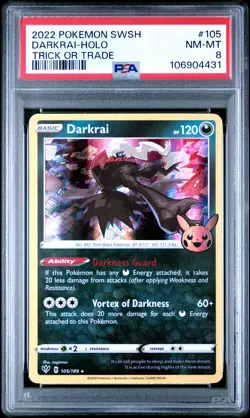 2020 POKEMON SWORD & SHIELD DARKNESS ABLAZE #105 DARKRAI-HOLO PSA 8 - Image 1