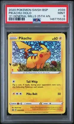 2020 POKEMON SWSH GENERAL MILLS 25TH ANNIVERSARY PIKACHU-HOLO PSA 9 - Image 1