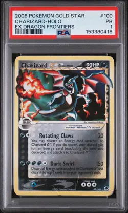 2006 POKEMON EX DRAGON FRONTIERS GOLD STAR #100 CHARIZARD-HOLO PSA 1 - Image 1