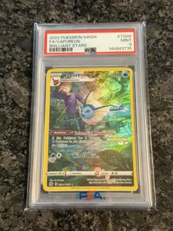 2022 POKEMON SWORD & SHIELD BRILLIANT STARS #TG02 FULL ART/VAPOREON PSA 9 - Image 1