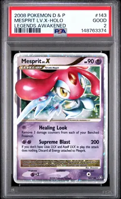 2008 POKEMON DIAMOND & PEARL LEGENDS AWAKENED #143 MESPRIT LV.X-HOLO PSA 2 - Image 1