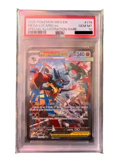 2025 POKEMON MEG EN-MEGA EVOLUTION #179 MEGA LUCARIO EX PSA 10 - Image 1