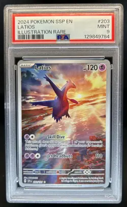 2024 Pokemon Surging Sparks Latios Special Illustration Rare #203/191 PSA 9 - Image 1