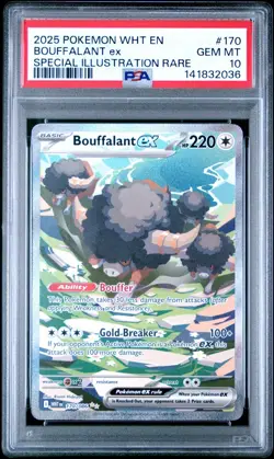 2025 Pokemon White Flare Bouffalant EX Special Illustration Rare #170 PSA 10 GEM - Image 1
