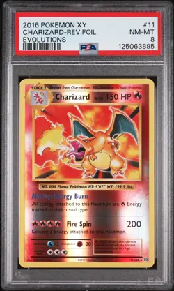 2016 POKEMON XY EVOLUTIONS #11 CHARIZARD-REVERSE FOIL PSA 8 - Image 1