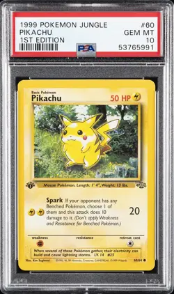 1999 POKEMON JUNGLE 1ST EDITION #60 PIKACHU PSA 10 - Image 1