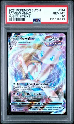 2021 POKEMON SWORD & SHIELD FUSION STRIKE #114 FULL ART/MEW VMAX PSA 10 - Image 1