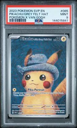 2023 POKEMON SVP EN-SV BLACK STAR PROMO #085 PIKACHU WITH GREY FELT HAT PSA 9 - Image 1