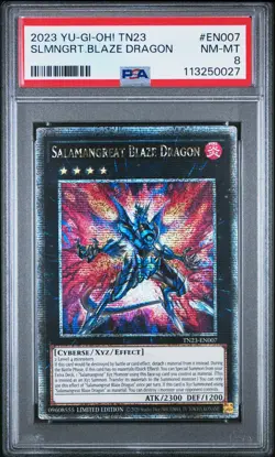 2023 YU-GI-OH! TN23-25TH ANV TIN: DUELING HEROES SALAMANGREAT BLAZE DRAGON PSA 8 - Image 1