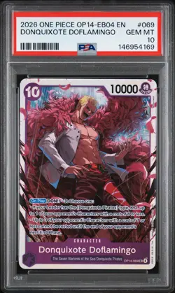 2026 ONE PIECE OP14-EB04-THE AZURE SEA'S SEVEN #069 DONQUIXOTE DOFLAMINGO PSA 10 - Image 1
