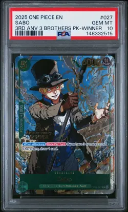 2025 ONE PIECE 3RD ANV TOURNAMENT 3 BROTHERS PACK WINNER #027 SABO PSA 10 - Image 1