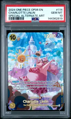 2024 ONE PIECE WINGS OF THE CAPTAIN SPECIAL ALT ART #114 CHARLOTTE LINLIN PSA 10 - Image 1