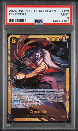 2026 ONE PIECE OP14-EB04-THE AZURE SEA'S SEVEN #120 CROCODILE PSA 9 - Image 1