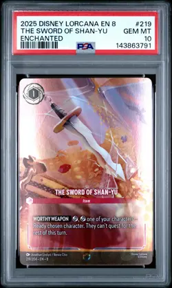 2025 DISNEY LORCANA EN 8-REIGN OF JAFAR ENCHANTED THE SWORD OF SHAN-YU PSA 10 - Image 1
