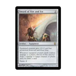 WOTC MtG Darksteel Sword of Fire and Ice (R) EX - Image 1