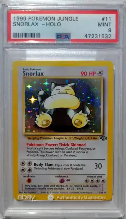 [PSA 9] 1999 Pokemon Jungle Snorlax #11 Holo Mint Vintage WOTC TCG Graded Card - Image 1