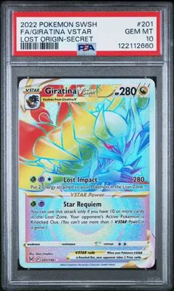 2022 Pokemon Lost Origin Giratina VSTAR FA Rainbow Secret #201/196 PSA 10 - Image 1