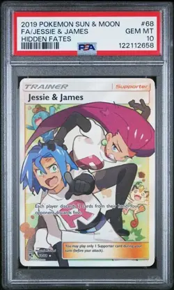 2019 Pokemon Sun Moon Hidden Fates Jessie James Full Art #68/68 PSA 10 - Image 1