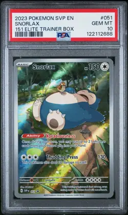 2023 Pokemon English 151 Snorlax ETB BSP Promo #051 PSA 10 - Image 1