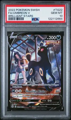 2022 Pokemon Brilliant Stars Umbreon V Full Art #TG22/TG30 PSA 10 - Image 1