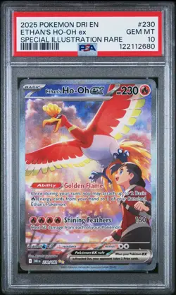 2025 Pokemon Destined Rivals Ethan's Ho-Oh ex Full Art SIR #230/182 PSA 10 - Image 1