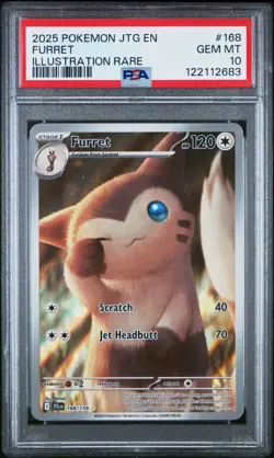 2025 Pokemon Journey Together Furret Illustration Rare #168/159 PSA 10 - Image 1