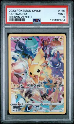 2023 POKEMON SWORD & SHIELD CROWN ZENITH #160 FULL ART/PIKACHU PSA 9 - Image 1