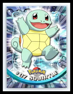 💥 SQUIRTLE 1999 Topps Pokemon TV Non Holo Animation 1st Series Blue Logo # 07 - Image 1
