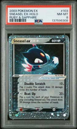 Sneasel ex 103/109 Ruby & Sapphire Ultra Rare Holo PSA 8 Pokemon TCG - Image 1