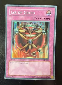 Jar of Greed LON-047 Labyrinth of Nightmare 1st Edition Holo Yu-Gi-Oh TCG - Image 1