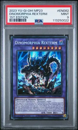 2023 YU-GI-OH! MP23-25TH ANNIVERSARY TIN 1ST EDITION DINOMORPHIA REXTERM PSA 9 - Image 1