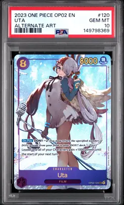 2023 ONE PIECE OP02-PARAMOUNT WAR ALTERNATE ART #120 UTA PSA 10 - Image 1
