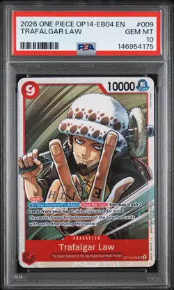 2026 ONE PIECE OP14-EB04-THE AZURE SEA'S SEVEN #009 TRAFALGAR LAW PSA 10 - Image 1