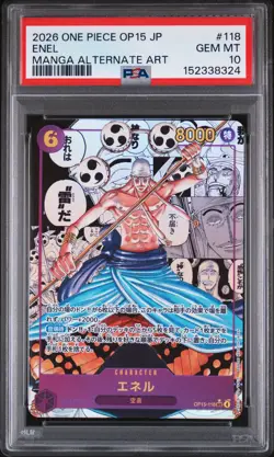 2026 ONE PIECE JPN ADVENTURE ON KAMI'S ISLAND MANGA ALT ART #118 ENEL PSA 10 - Image 1