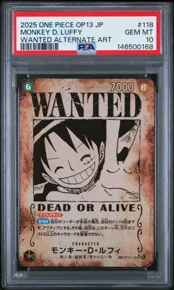 2025 ONE PIECE JPN CARRYING ON HIS WILL WANTED ALT ART MONKEY D. LUFFY PSA 10 - Image 1