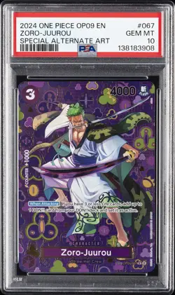 2024 ONE PIECE EMPERORS IN THE NEW WORLD SPECIAL ALT ART #067 ZORO-JUUROU PSA 10 - Image 1