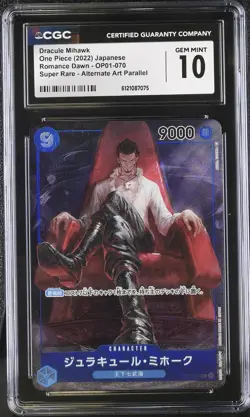 CGC 10 Dracule Mihawk #OP01-070 Japanese 2022 One Piece Romance Dawn - Image 1