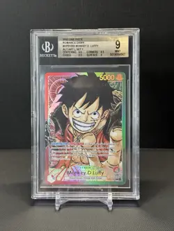 2022 One Piece MONKEY D LUFFY Pre-Errata Alt Art Leader OP01 Romance Dawn BGS 9 - Image 1