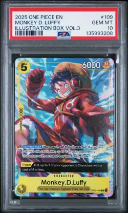 2025 ONE PIECE PROMOS ILLUSTRATION BOX VOL.3 #109 MONKEY D. LUFFY PSA 10 - Image 1
