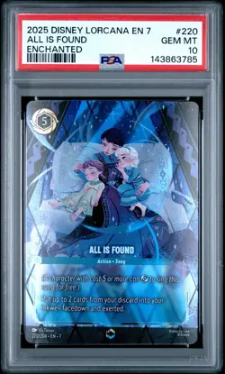 2025 DISNEY LORCANA EN 7-ARCHAZIA'S ISLAND ENCHANTED #220 ALL IS FOUND PSA 10 - Image 1