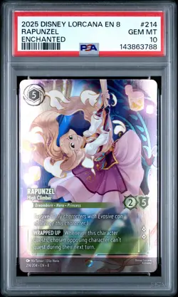 2025 DISNEY LORCANA EN 8-REIGN OF JAFAR ENCHANTED RAPUNZEL - HIGH CLIMBER PSA 10 - Image 1
