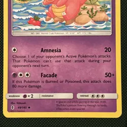 49/145 Slowbro Uncommon: Pokemon Trading Card Game SM-02 Guardians Rising - Image 3